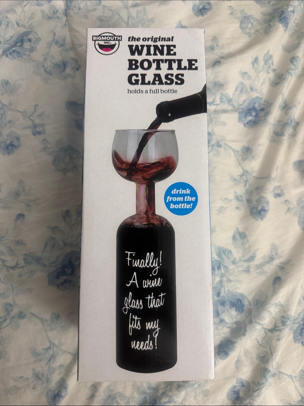 BigMouth Inc. The Original Wine Bottle Glass - Black with Red Wine Detail